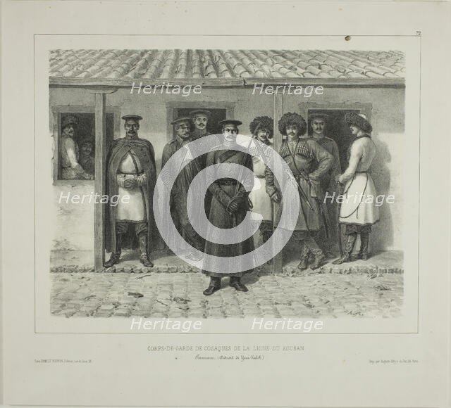 Cossack Bodyguards of the Line, Kuban, Taman, Détroit de Yéni-Kaleb, October 9, 1837, 1846. Creator: Auguste Raffet.