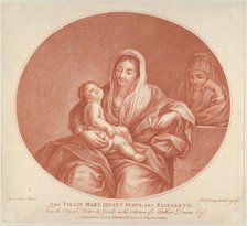 The Virgin seated with the infant Christ sleeping in her lap, Saint Elizabeth at right, an..., 1776. Creator: Robert Menageot.