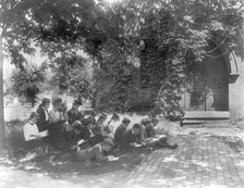 Washington, D.C. public schools, 1st Division - art class sketching outdoors, (1899?). Creator: Frances Benjamin Johnston.