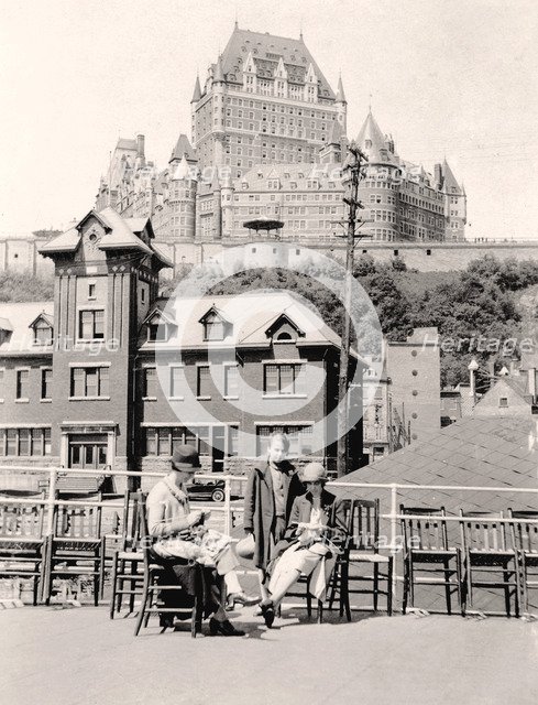 Miss Simpson & Jeane on deck of Steamboat, l'isle d'Orleans, Quebec Wharf, 1926. Artist: Unknown