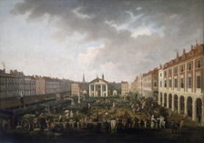 'Covent Garden Piazza and Market', c1775. Artist: John Collet
