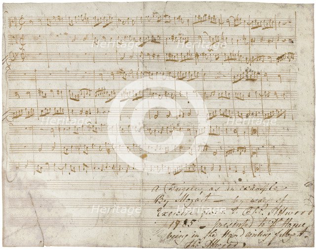 The autograph manuscript of a three-part Fugue in C, K. deest.