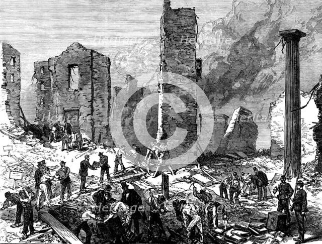 Chicago after the Fire: recovering valuables from the bank vaults, 1871. Creator: Unknown.