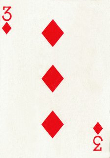 3 of Diamonds from a deck of Goodall & Son Ltd. playing cards, c1940. Artist: Unknown.