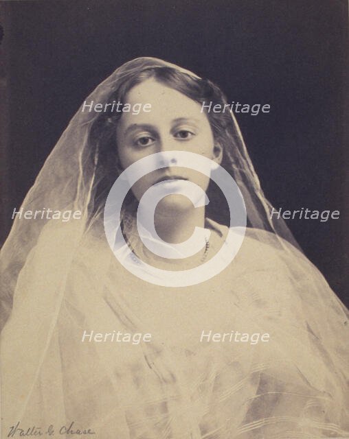 Young woman draped in diaphanous material...half-length portrait, between 1890 and 1900. Creator: Walter G. Chase.