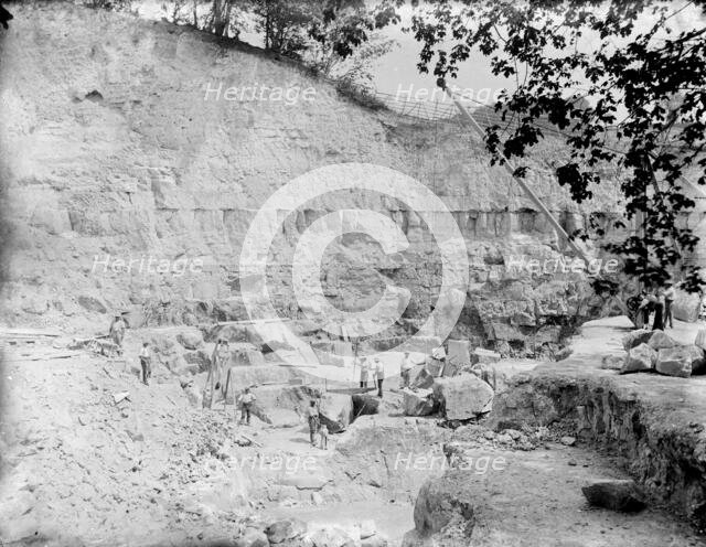 Work in progress at Medmenham Chalk Quarry, Medmenham, Wycombe, Buckinghamshire, 1860-1922. Creator: Henry Taunt.
