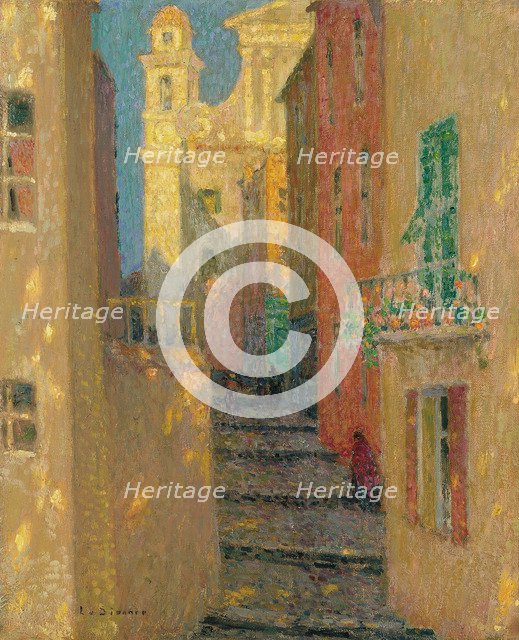 La rue de l'Eglise, Villefranche-sur-Mer, 1928. Artist: Le Sidaner, Henri (1862-1939)