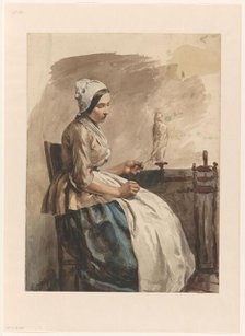 Spinning young woman, 1832-1880. Creator: Jan Weissenbruch.