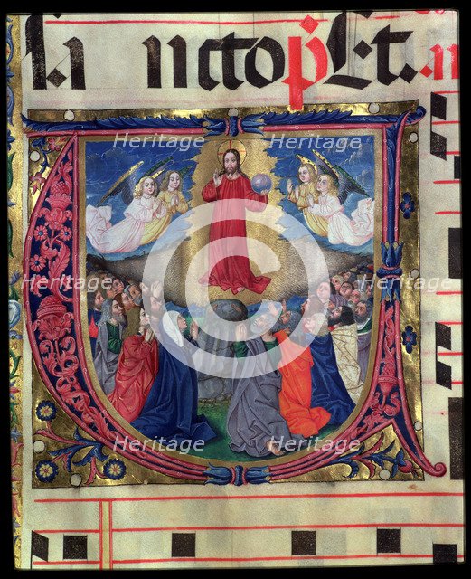 Ascension of Jesus, miniature in choirbook 7, sheet 57.