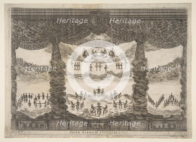 Sixth scene, the heavens, from 'The marriage of the gods' (Le nozze degli Dei), 1637. Creator: Stefano della Bella.