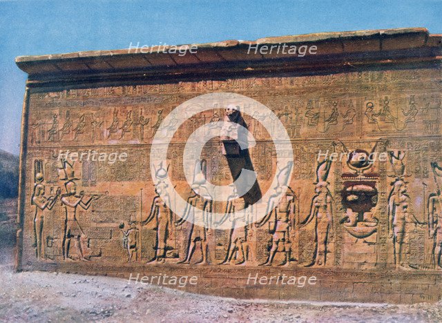 Bas-relief of Cleopatra, Caesarion, Temple of Hathor, Dendara in Egypt, 20th century. Artist: Unknown