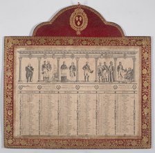 French Calendar for the Year 1816 (Galerie Generale des Souverains des Etats Européens), 1816. Creators: Chevalier Henry Guillot, Dubois.