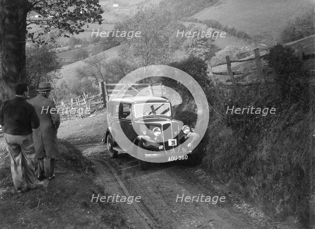 1934 Standard Ten taking part in a Standard Car Owners Club trial. Artist: Bill Brunell.