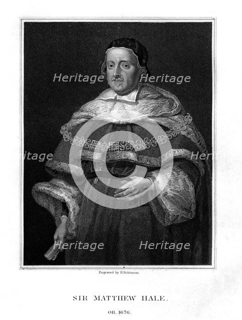 Sir Matthew Hale, Lord Chief Justice of England, (1829).Artist: H Robinson