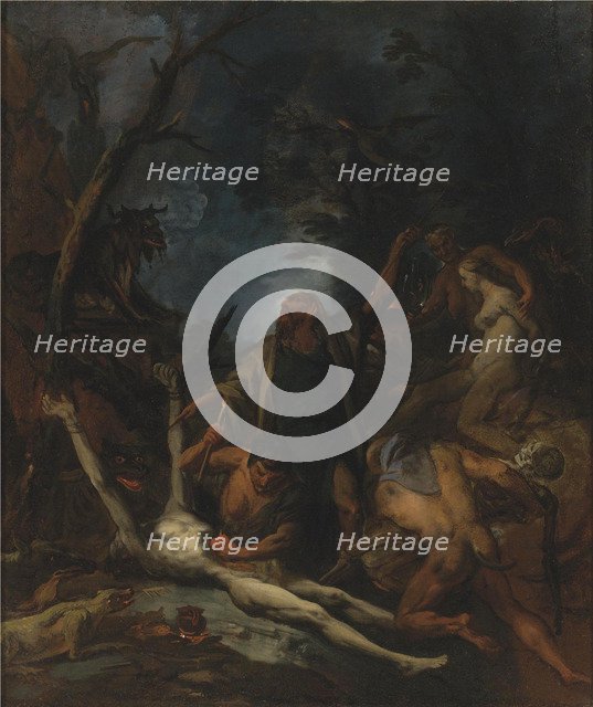 Witches at a black mass. Artist: Dandini, Ottaviano (ca 1706-1740)