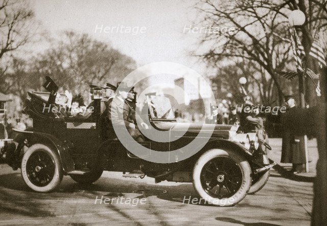 US President Warren G Harding returning from his inauguration, Washington DC, USA, 4th March 1921. Artist: Unknown