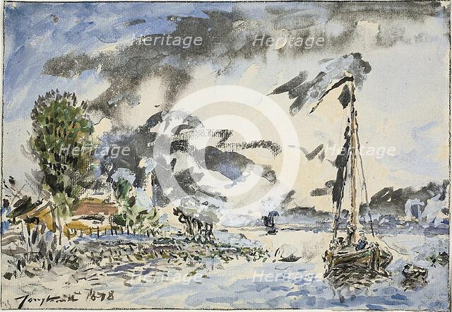 Fishing Boat, 1878. Creator: Johan Barthold Jongkind.