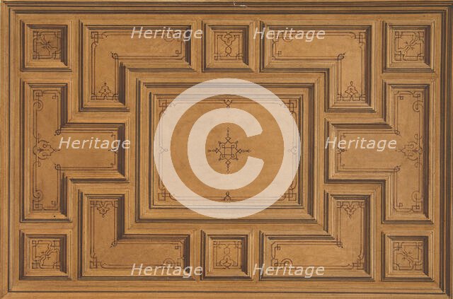 Design for a decorated ceiling, 1840-97. Creators: Jules-Edmond-Charles Lachaise, Eugène-Pierre Gourdet.