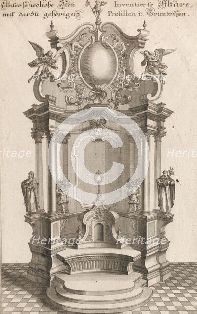 Design for a Monumental Altar, Plate a from 'Unterschiedliche Neu Inventier..., Printed ca. 1750-56. Creator: Johann Michael Leüchte.