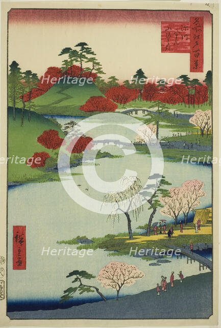 Opening of the Garden at Fukagawa Hachiman Shrine (Fukagawa Hachiman yamabiraki), from the..., 1857. Creator: Ando Hiroshige.