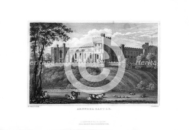 Arundel Castle, West Sussex, 1829.Artist: J Rogers