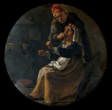 A man performing a painful operation on a woman's tooth. Creator: Pieter van Laer.