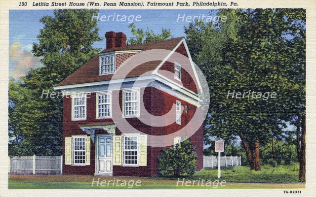 Letitia Street House (William Penn Mansion), Fairmount Park, Philadelphia, Pennsylvania, USA, 1937. Artist: Unknown