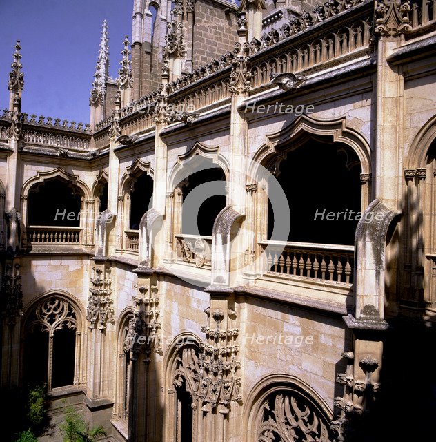 Detail of the upper gallery of the cloister with archways in the monastery of San Juan de los Rey…