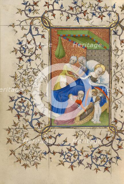 The Birth of the Virgin; The Nativity of the Virgin; Book of Hours, about 1410. Creator: Pseudo-Jacquemart de Hesdin.