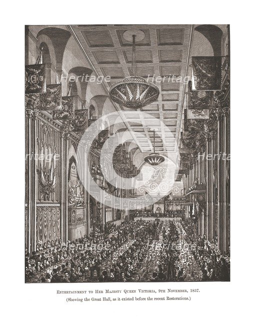 Great Hall  Guildhall, 1837, (1886). Artist: Unknown.