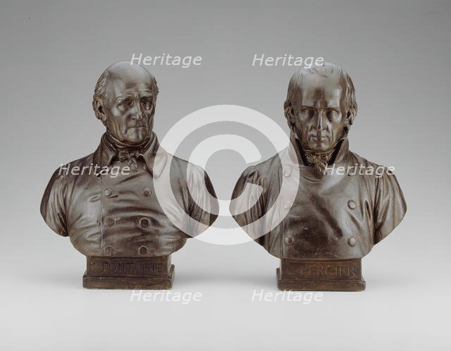 Busts of Pierre François Leonard Fontaine and Charles Percier, 1839. Creator: Louis Petitot.