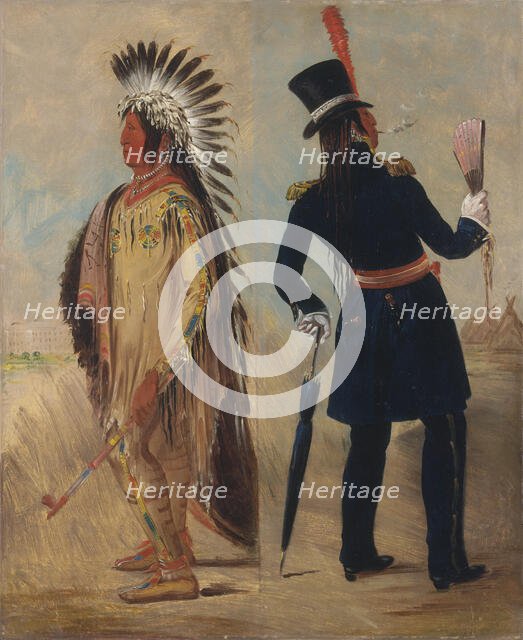 Wi-jún-jon, Pigeon's Egg Head (The Light) Going To and Returning From Washington, 1837-1839. Creator: George Catlin.