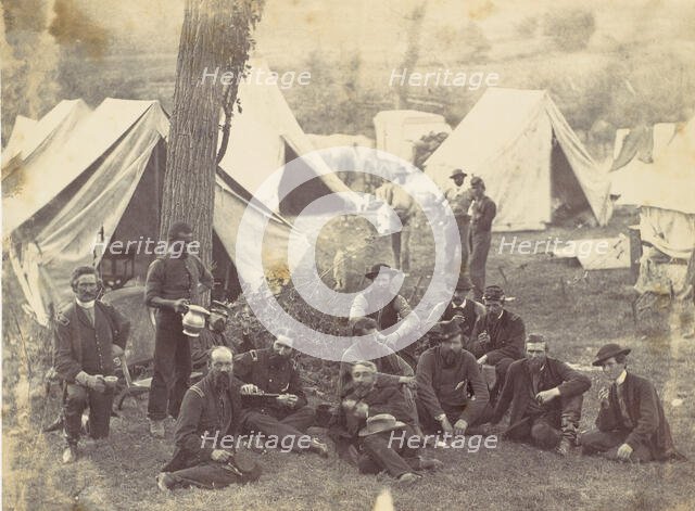Group at Headquarters of the Army of the Potomac, Antietam, October 1862, 1862. Creator: Alexander Gardner.