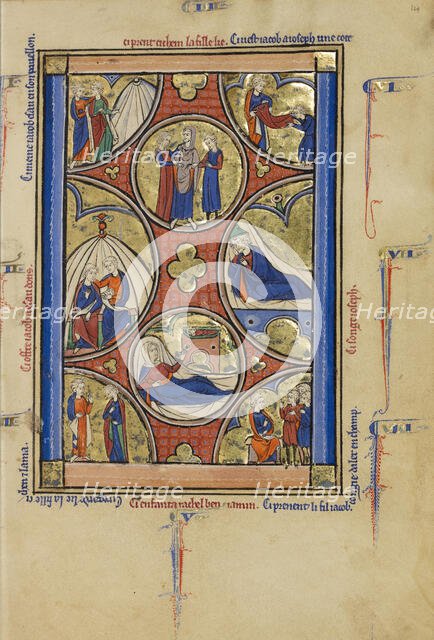 Scenes from the Lives of Jacob and Joseph; Wenceslaus Psalter, about 1250-1260. Creator: Unknown.