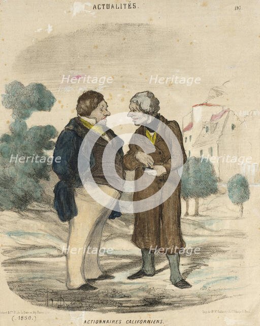 Actionnaires Californiens, 1850. Creator: Honore Daumier.