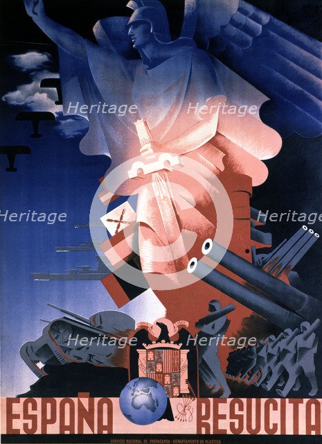 Spanish Civil War (1936 - 1939), 'Spain resurrects', poster published by the National Service of …