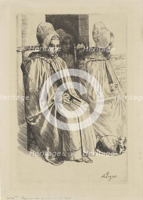 Paysannes des Environs de Boulogne (Peasant women from near Boulogne), 1873. Creator: Alphonse Legros.