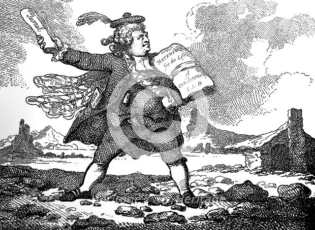'The Journalist with a view of Auchinleck or The Land of Stones', c 1786.Artist: Thomas Rowlandson