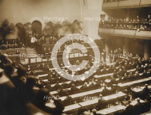 First meeting of the League of Nations, November 15, 1920 in Geneva , 1920. Creator: Anonymous.