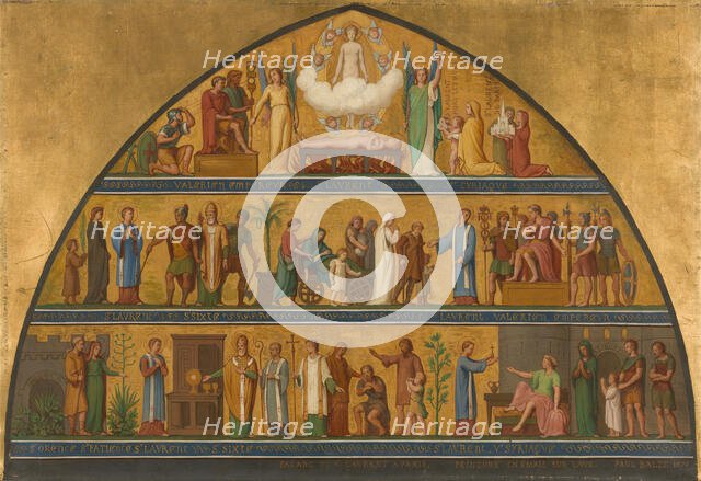 Esquisse pour l'église Saint-Laurent : La vie de Saint-Laurent, 1870. Creator: Jean-Paul-Etienne Balze.