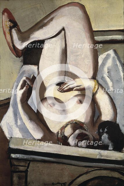 Female Nude with a Dog, 1927. Creator: Beckmann, Max (1884-1950).