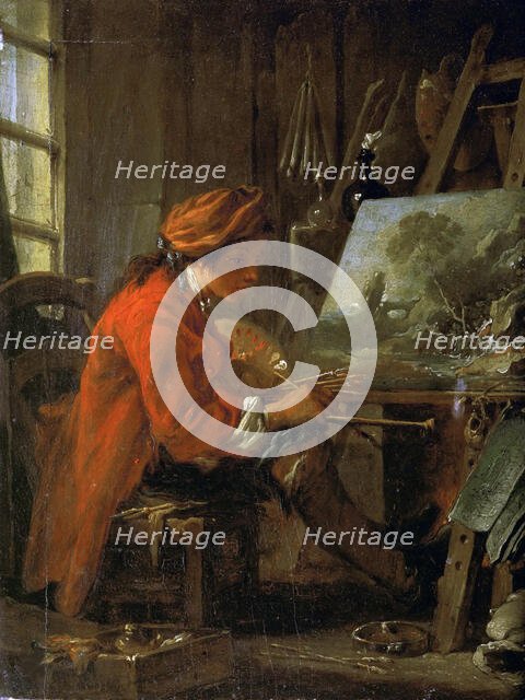 The painter in his studio (Self-Portrait), ca 1730. Creator: Boucher, François (1703-1770).