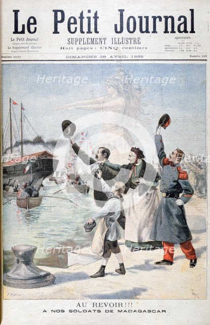 Goodbye!!, French soldiers on the way to Madagascar, 1895. Creator: F Meaulle.