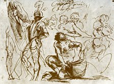 A page of sketches, by Titian. Artist: Titian