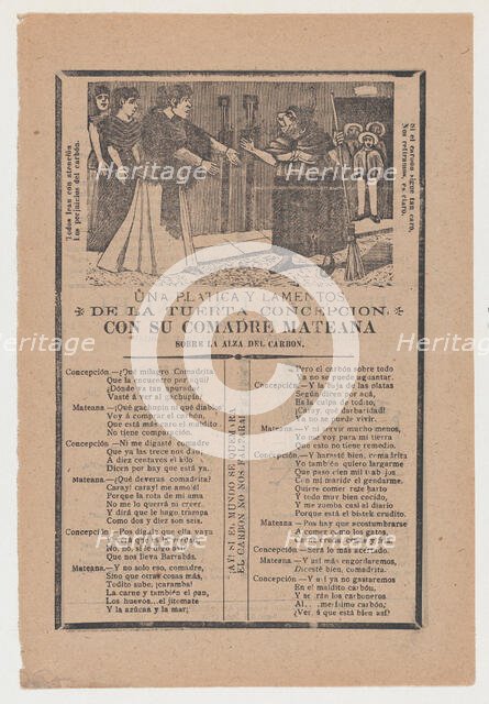 Broadsheet relating to a dialogue between Concepcion and her friend Mateana, 1903., 1903. Creator: José Guadalupe Posada.