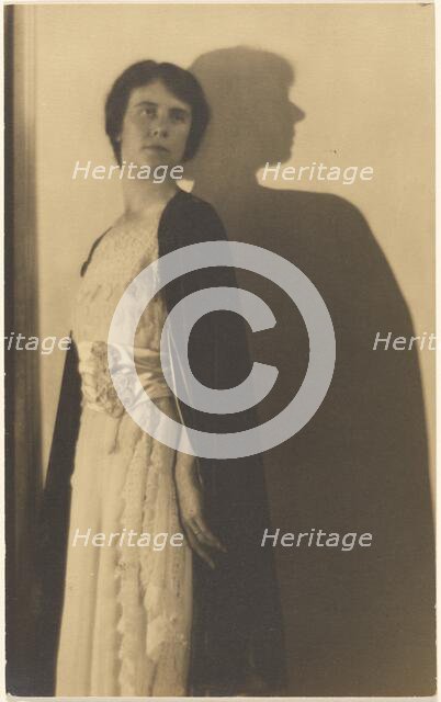 Portrait of a Woman in Cloak with Shadow, 1907-1943. Creator: Louis Fleckenstein.