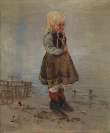 Girl with cart and butter pretzel, 1887. Creator: Frithjof Smith-Hald.