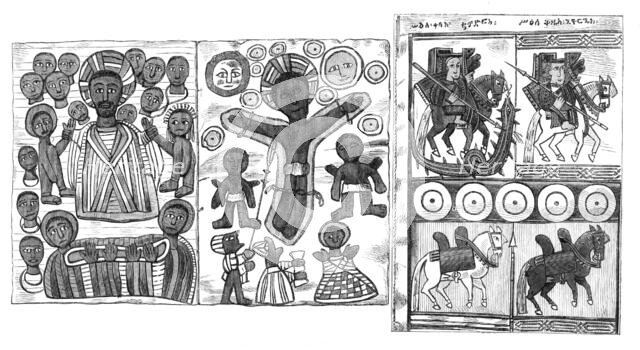 Facsimile of two pages of an Abyssinian Bible, 1868. Creator: Unknown.