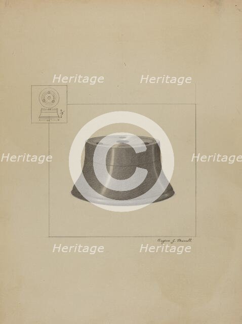 Pewter Inkwell, c. 1936. Creator: Eugene Barrell.