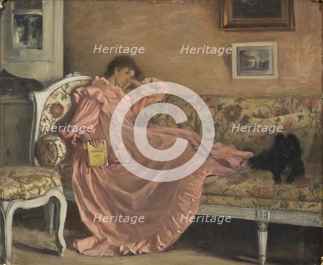 Carola Sitting on the Sofa, 1899. Creator: Gustaf Cederström.